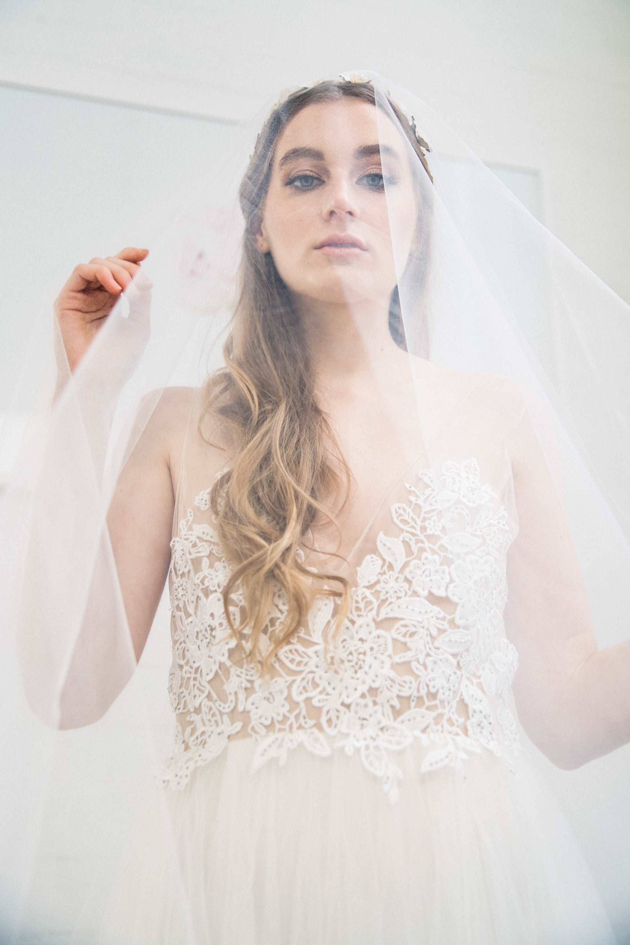Classic Cathedral Veil with Blusher |  White / 30 Inches / 120 Long 72 Wide Inches